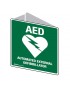 First Aid Sign - White/Green AED with Symbol 3D Wall Sign 225x225mm Poly