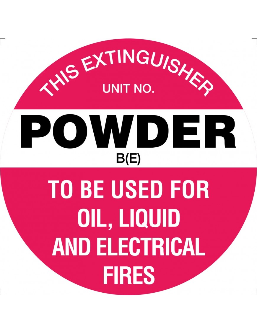 Fire Sign - Fire Extinguisher Marker – Powder B(E) White 200mm Disc Poly