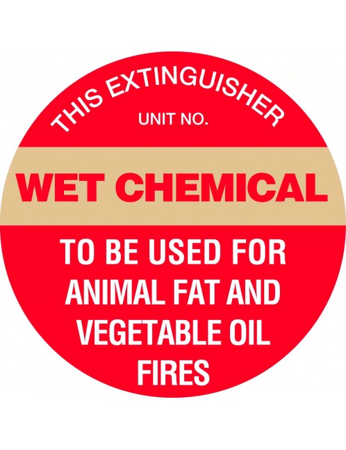 Fire Sign - Fire Extinguisher Marker – Wet Chemical Gold 200mm Disc  Poly