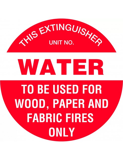 Fire Sign - Fire Extinguisher Marker – Water Red 200mm Disc  Poly