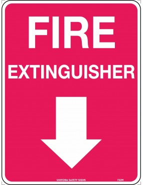 Fire Sign - Fire Extinguisher (Arrow Down)   Metal