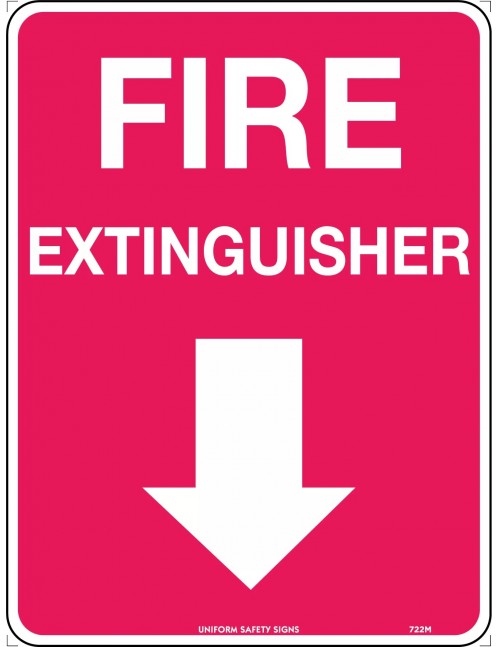 Fire Sign - Fire Extinguisher (Arrow Down)   Metal