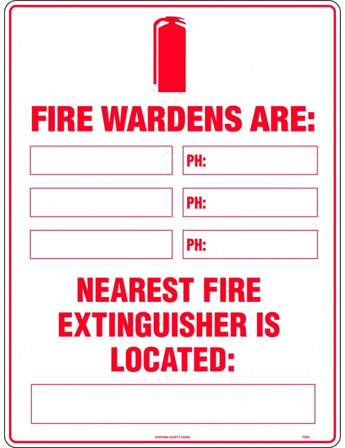 Fire Sign - Fire Marshalls Are: Nearest Fire Extinguisher is Located:  Metal