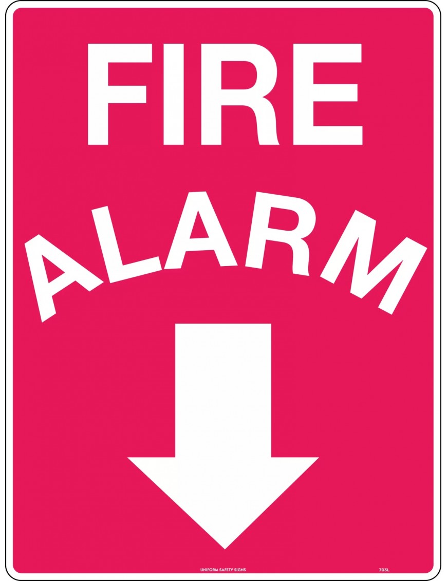 Fire Sign -Fire Alarm (Arrow Down)  Metal