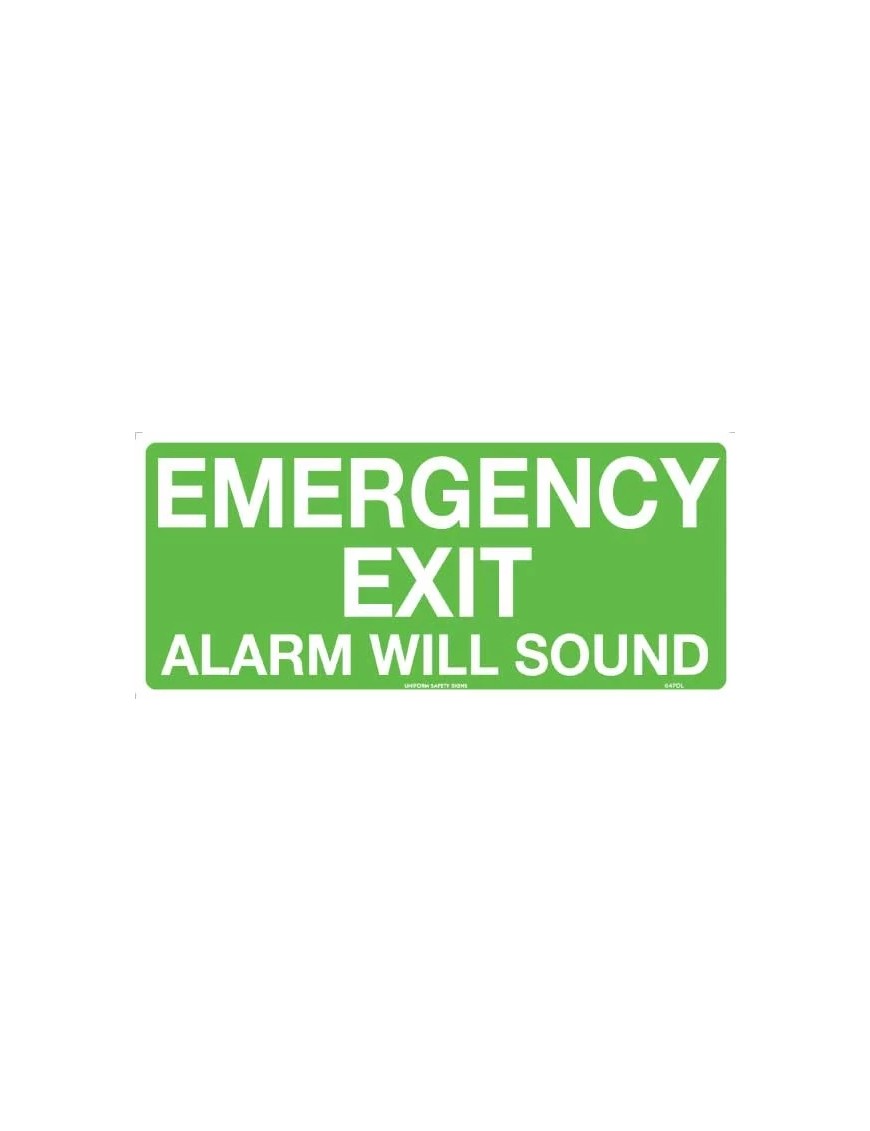 Exit/Entry Sign - Emergency Exit Alarm Will Sound 450x200mm  Luminous