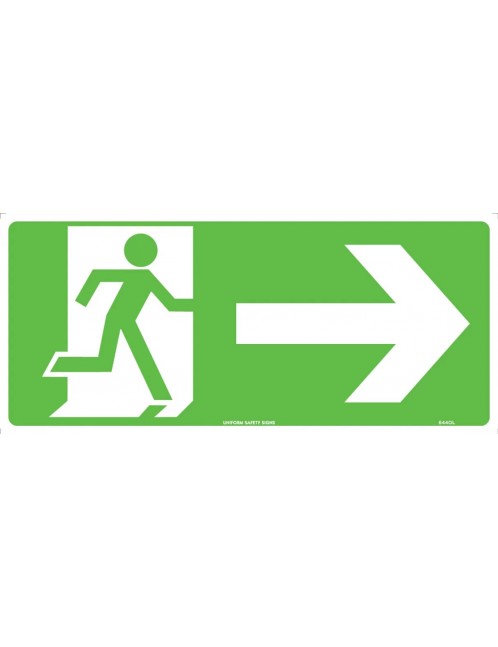 Exit/Entry Sign - Running Man Picto Facing Right, Right Arrow 450x200mm Metal