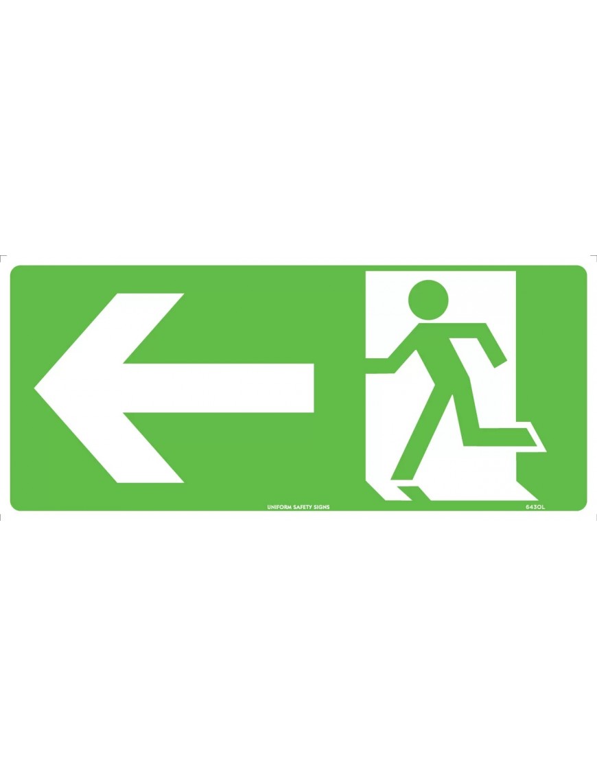 Exit/Entry Sign - Left Arrow, Running Man Picto Facing Left  Metal
