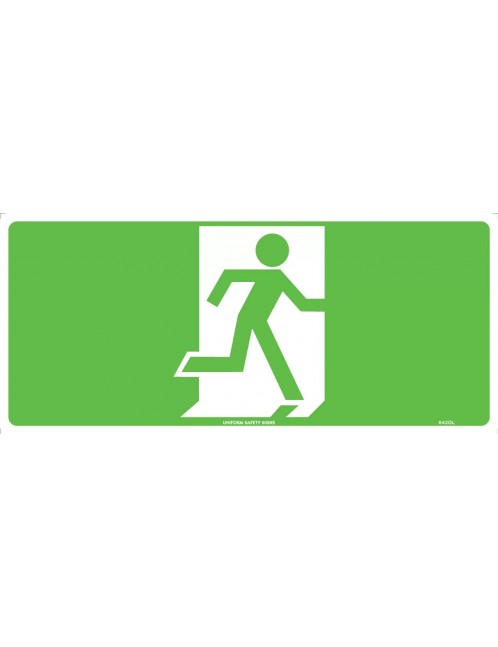 Exit/Entry Sign - Running Man Picto Facing Right 350x145mm Metal