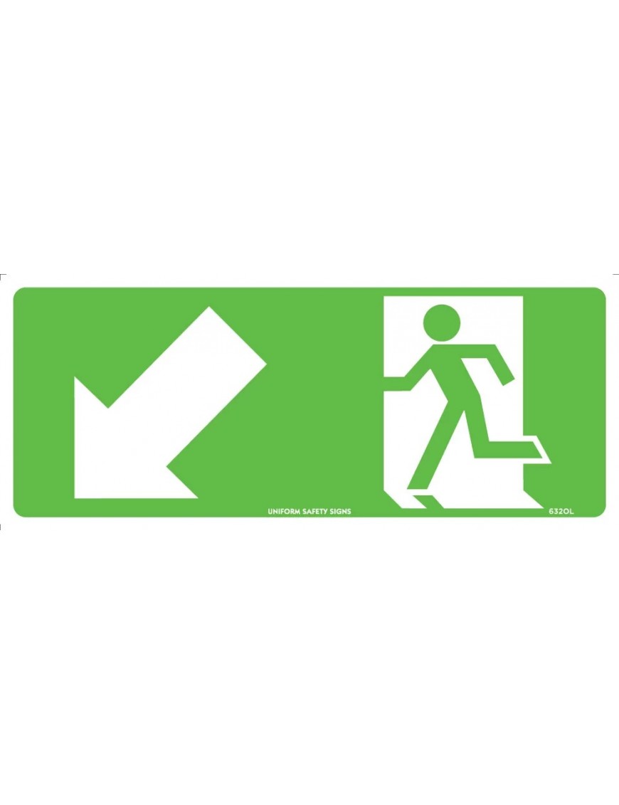 Exit/Entry Sign - Running Man With Arrow Down/Left  Poly