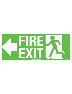 Exit/Entry Sign - Fire Exit With Arrow Left 350x145mm  Luminous