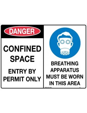 General Sign - Danger Confined Space Entry By Permit Only/Breathing Apparatus Must Be Worn In This Area  Metal