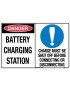 General Sign - Danger Battery Charging Station / Charge Must Be Shut Off Before Connecting or Disconnecting  Metal