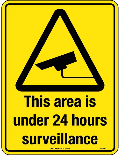 Security Sign - This Area is Under 24 hour Surveillance  Metal