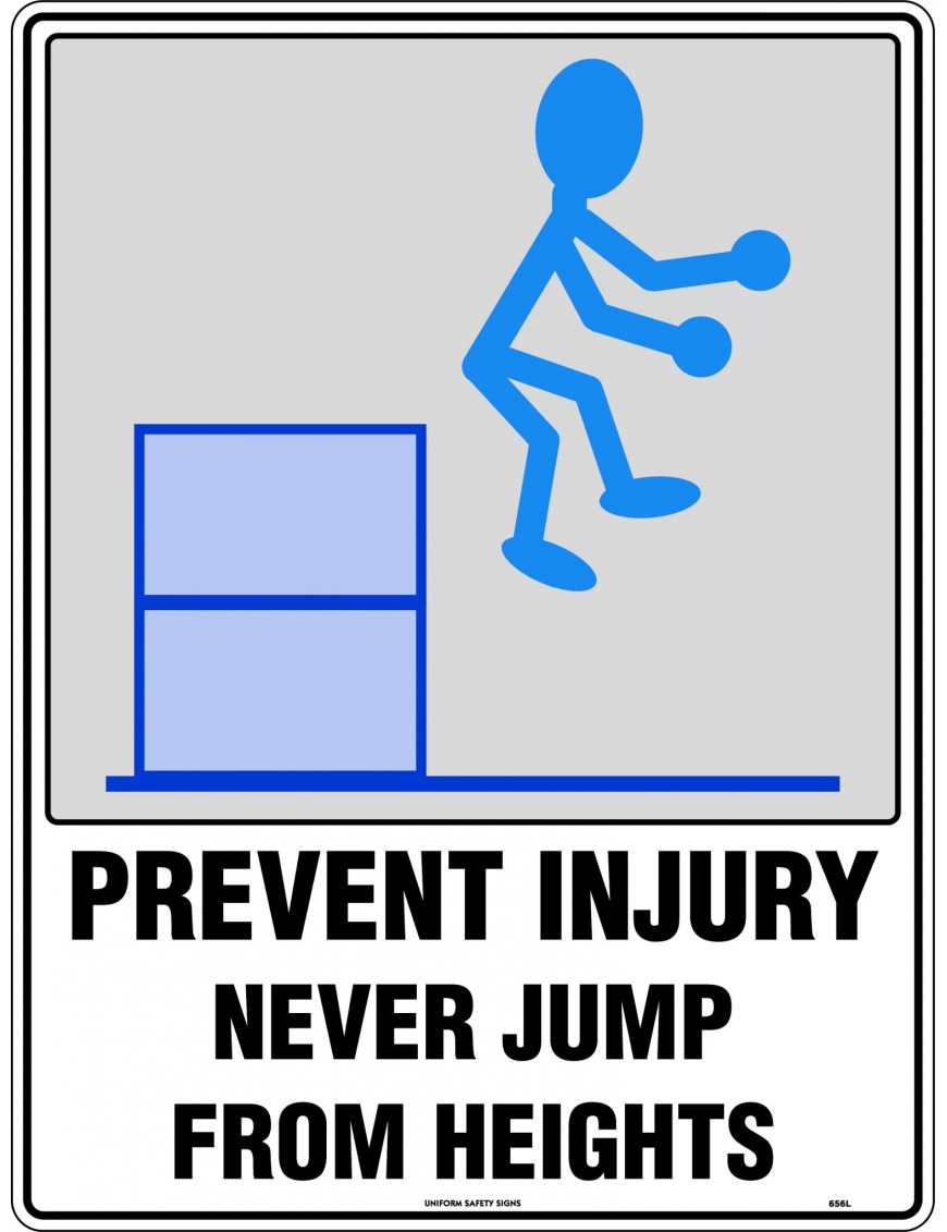 General Sign - Prevent Injury Never Jump From Heights  Poly