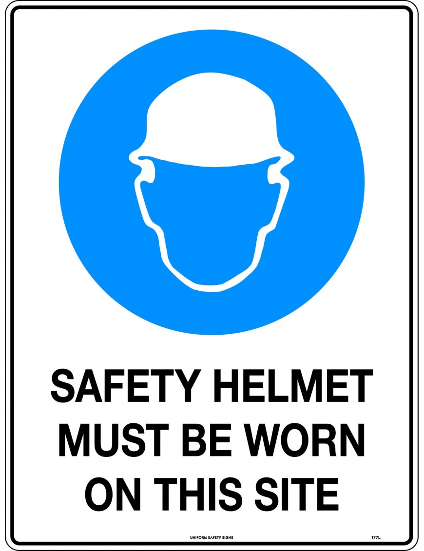 Mandatory Sign - Safety Helmets Must Be Worn On This Site  Metal