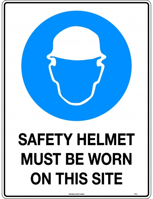 Mandatory Sign - Safety Helmets Must Be Worn On This Site  Metal