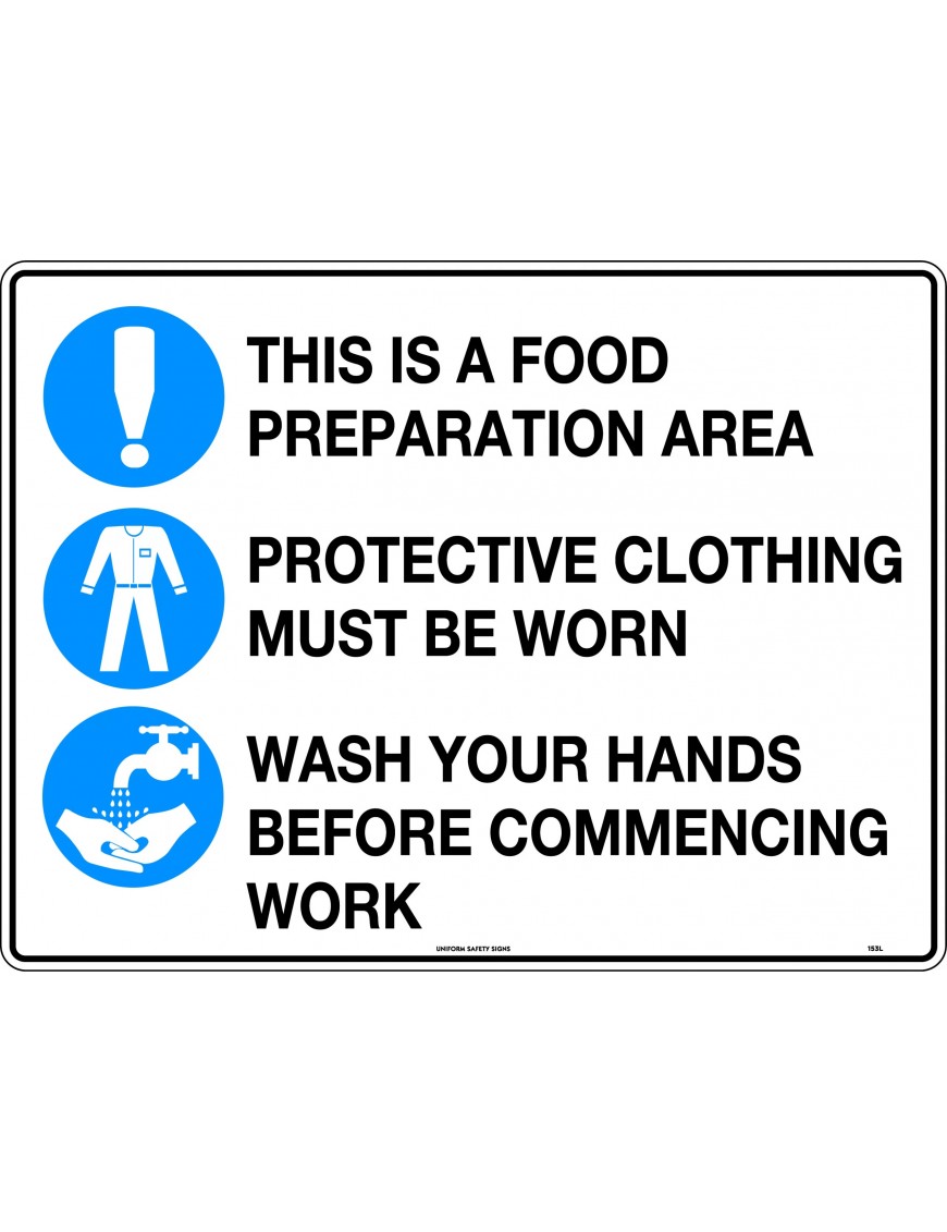 Mandatory Sign - This is a Food Preparation Area etc with pictos  Metal