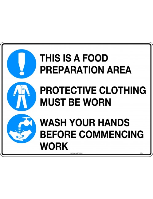 Mandatory Sign - This is a Food Preparation Area etc with pictos  Metal