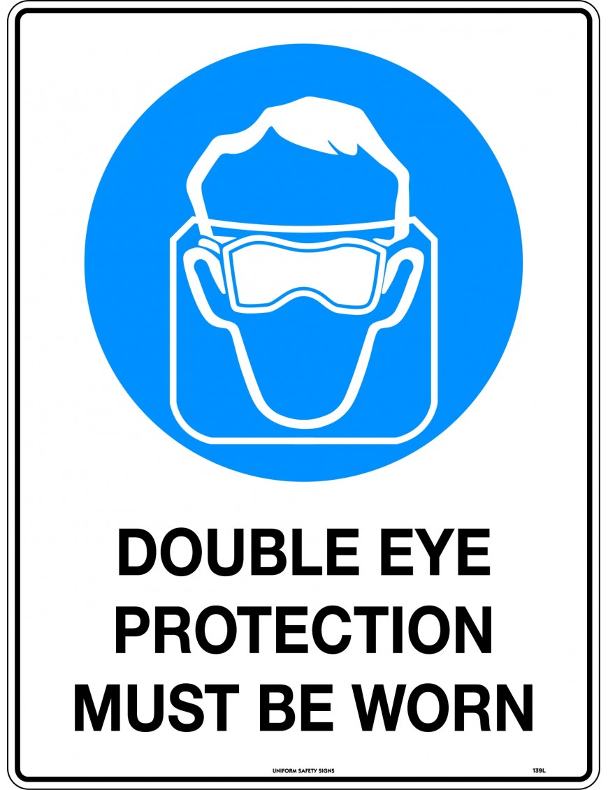 Mandatory Sign - Double Eye Protection Must Be Worn  Metal