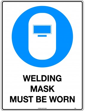 Mandatory Sign - Welding Mask Must Be Worn  Metal