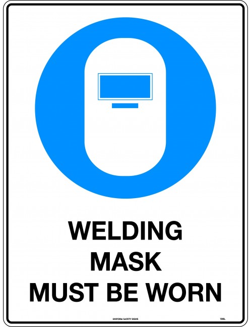 Mandatory Sign - Welding Mask Must Be Worn  Metal