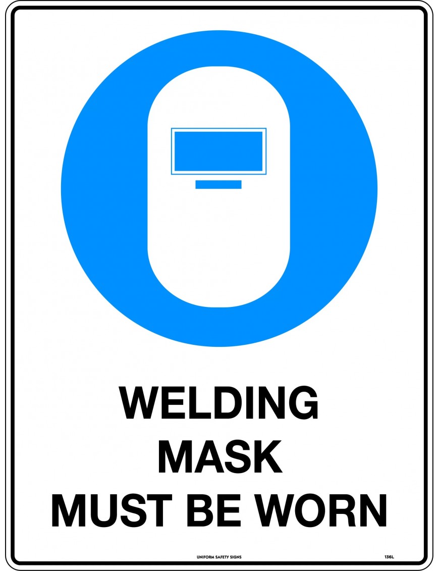 Mandatory Sign - Welding Mask Must Be Worn  Poly