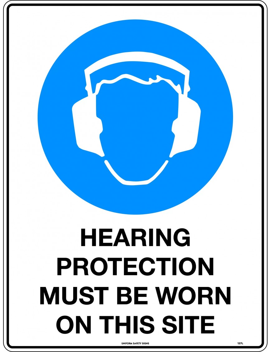 Mandatory Sign -  Hearing Protection Must be Worn on This Site  Metal