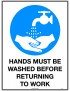 Mandatory Sign -  Hands Must be Washed Before Returning to Work  Metal