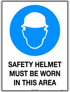 Mandatory Sign -  Safety Helmet Must be Worn in This Area  Metal