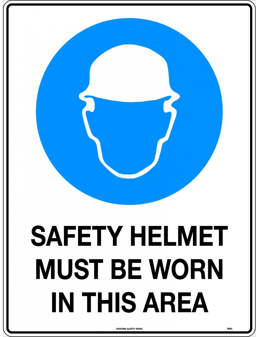 Mandatory Sign -  Safety Helmet Must be Worn in This Area  Metal