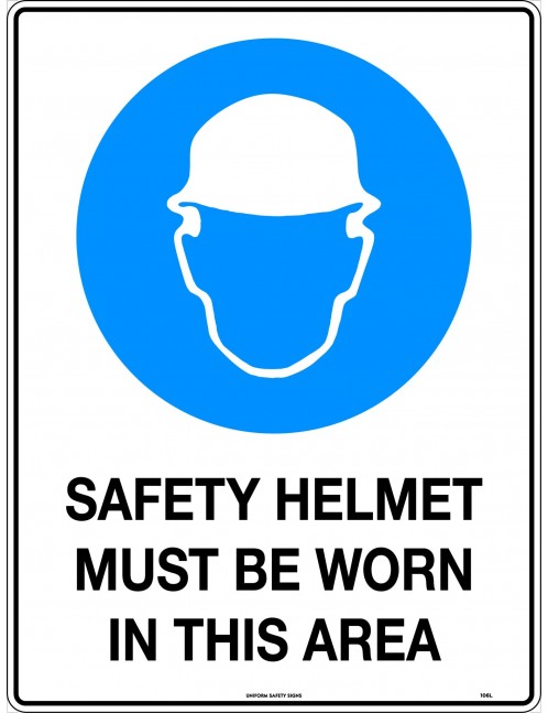 Mandatory Sign -  Safety Helmet Must be Worn in This Area  Metal