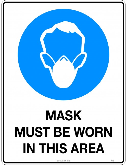 Mandatory Sign -  Mask Must be Worn in This Area  Metal