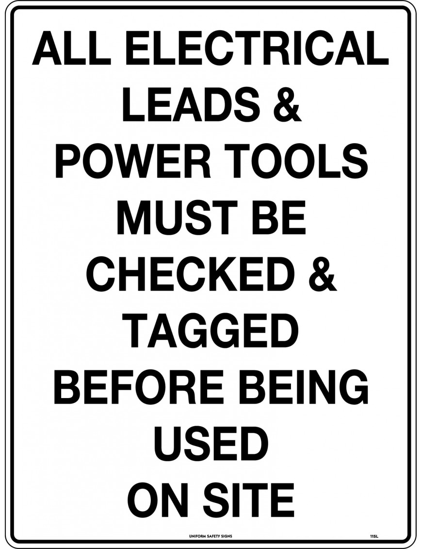 Mandatory Sign - All Electric Leads and Power Tools   Metal