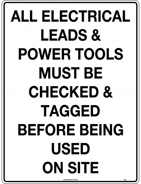 Mandatory Sign - All Electric Leads and Power Tools   Metal