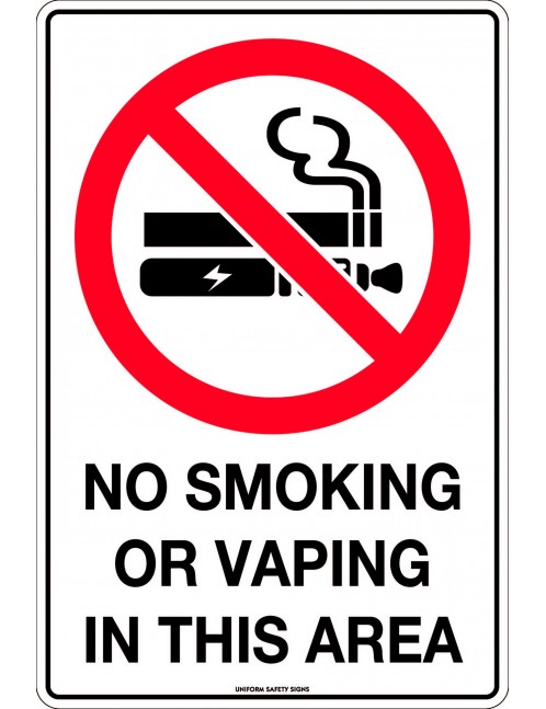 Prohibition Sign - No Smoking or Vaping in This Area  Metal