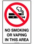 Prohibition Sign - No Smoking or Vaping in This Area  Metal