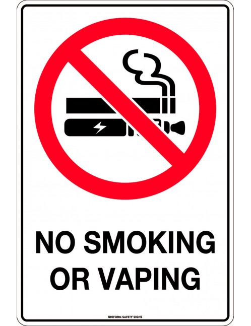 Prohibition Sign - No Smoking or Vaping  Metal