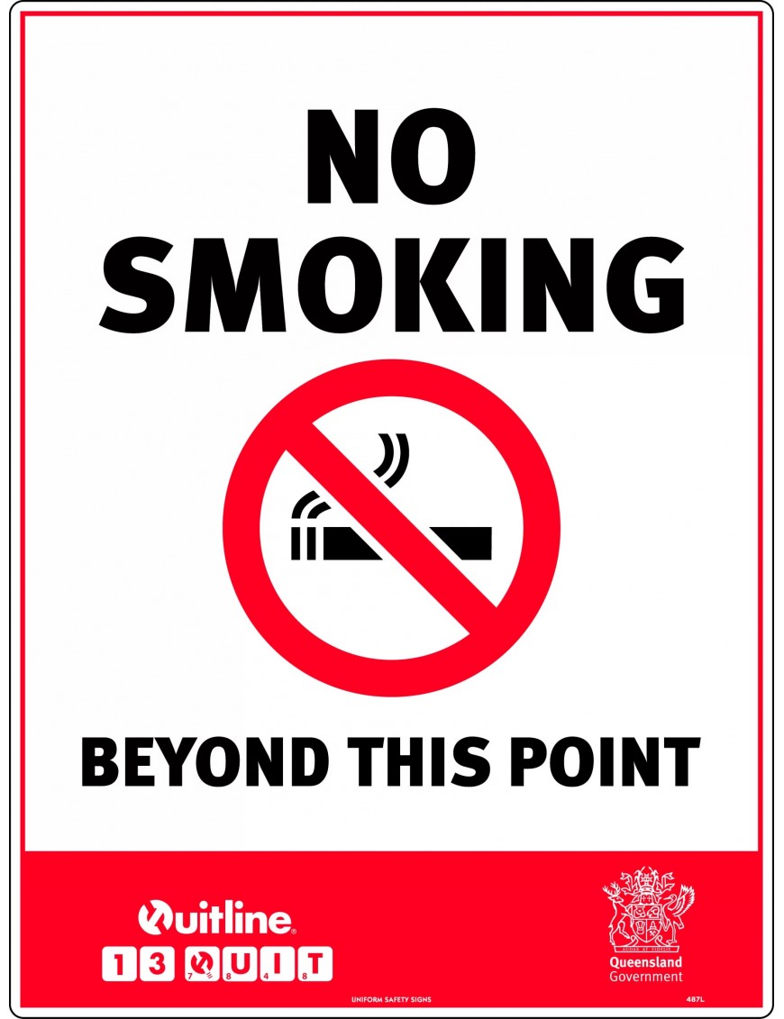 Prohibition Sign - No Smoking, Beyond This Point QLD Standard  Metal