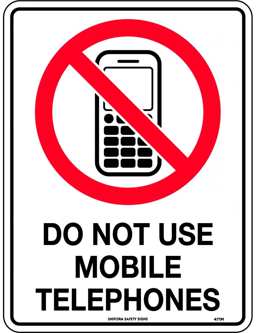 Prohibition Sign - Do Not Use Mobile Telephones  Metal