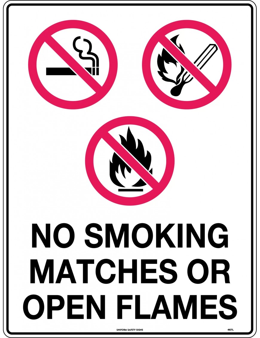 Prohibition Sign - No Smoking Matches or Open Flames  Metal