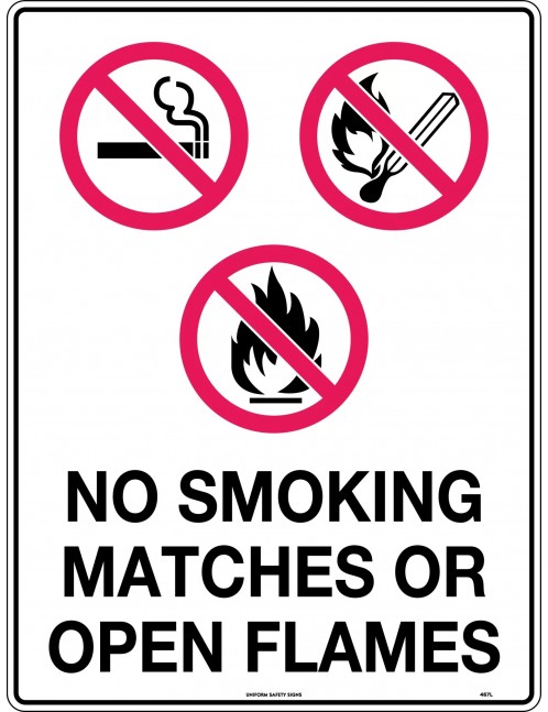 Prohibition Sign - No Smoking Matches or Open Flames  Metal