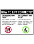 Prohibition Sign - How to Lift Correctly  Metal