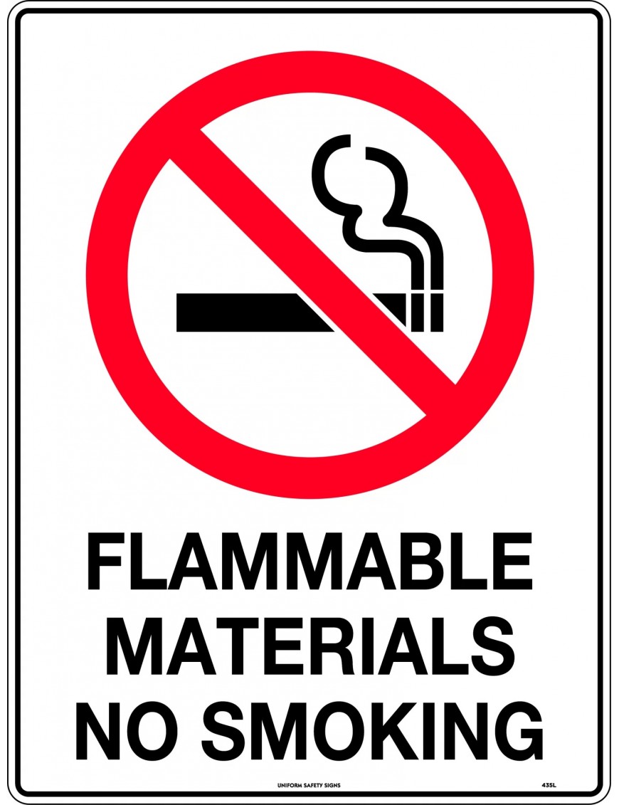 Prohibition Sign - Flammable Materials No Smoking  Metal