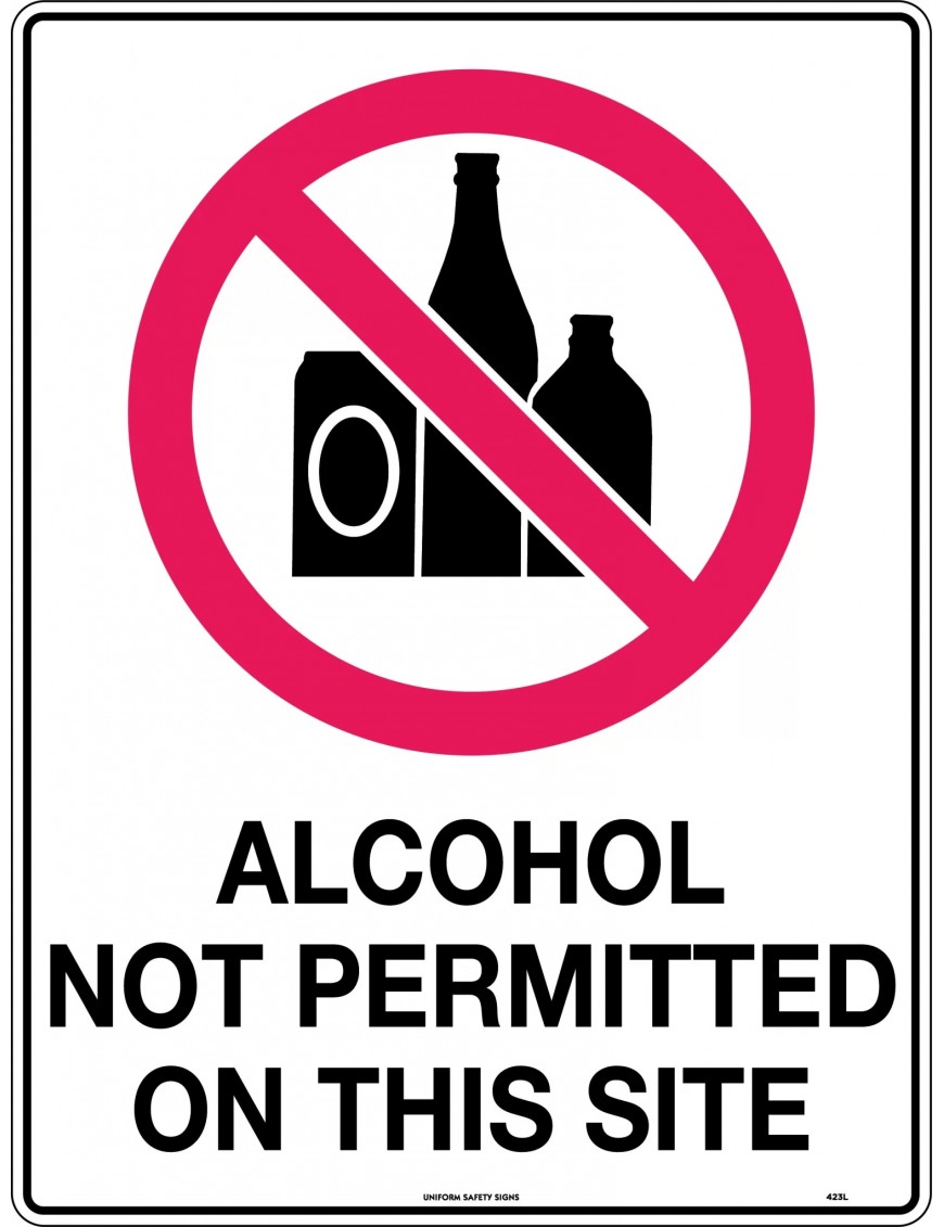 Prohibition Sign - Alcohol Not Permitted On This Site  Metal