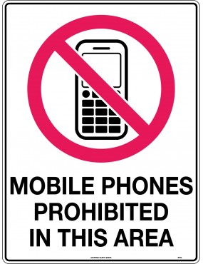 Prohibition Sign - Mobile Phones Prohibited in This Area  Metal