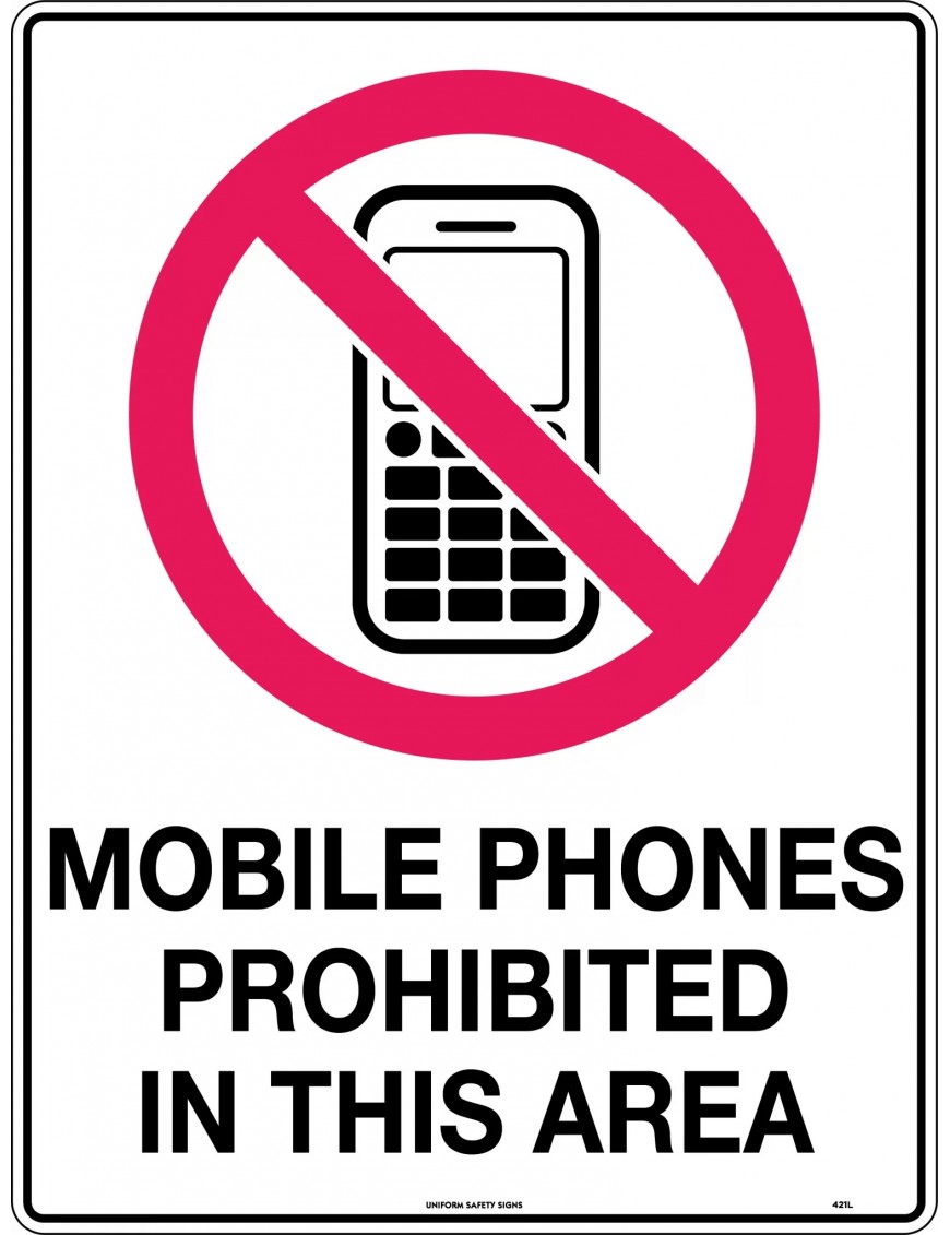 Prohibition Sign - Mobile Phones Prohibited in This Area   Poly