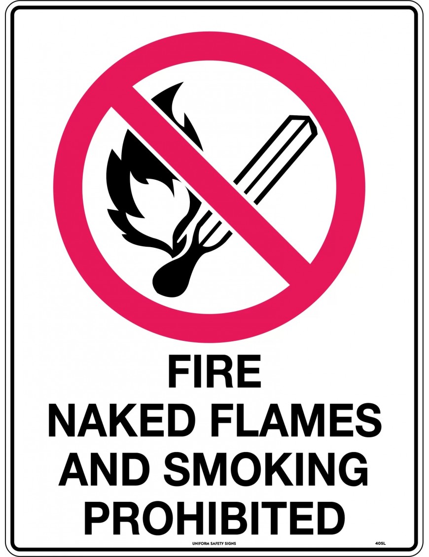 Prohibition Sign - Fire, Naked Flame and Smoking Prohibited   Poly