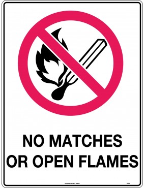 Prohibition Sign - No Matches or Open Flames  Metal