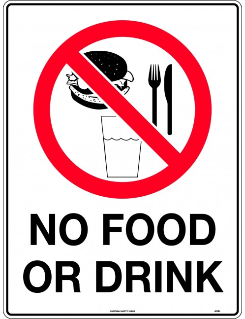 Prohibition Sign - No Food or Drink  Metal