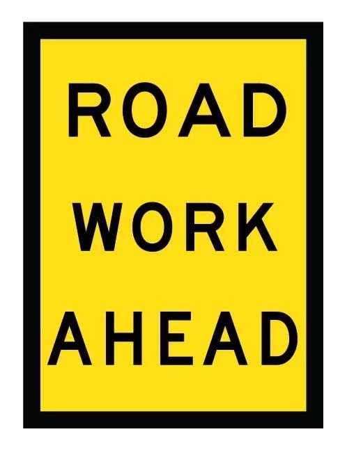 Boxed Edge Sign - Road Work Ahead